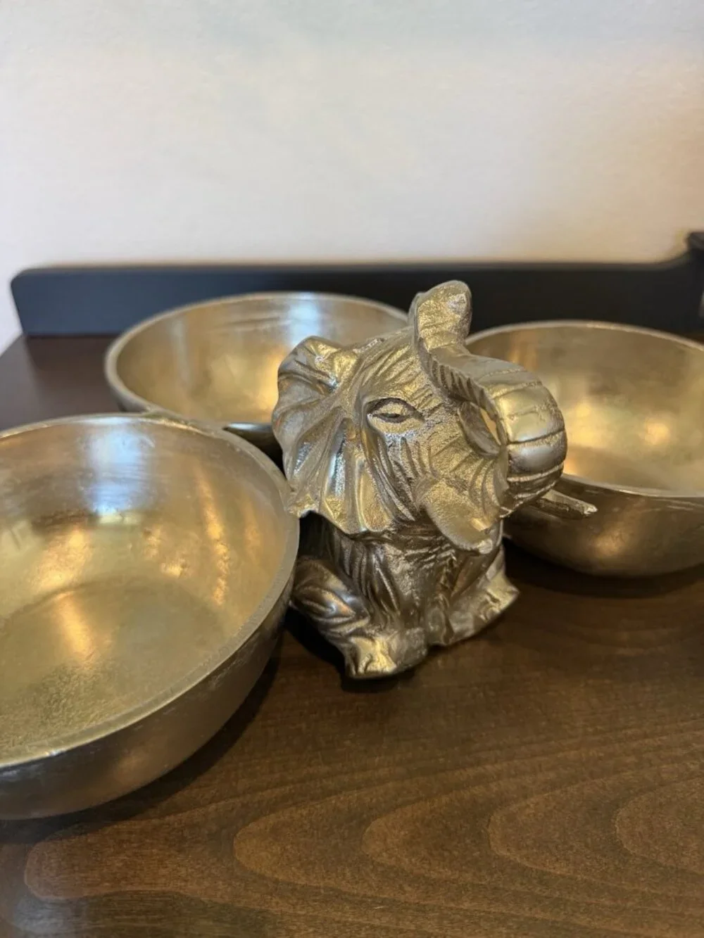 3 Bowl Server Elephant Metal Aluminum by Aspen Home